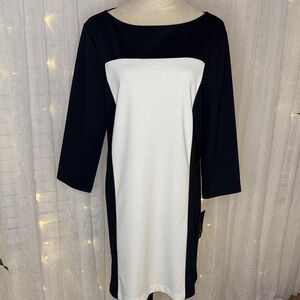 Apt. 9 Black and White Long Sleeve Dress